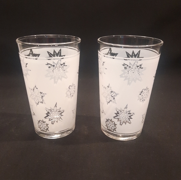 Vintage Federal Atomic Snowflake Frosted 10 oz. Tumblers MCM Barware ~ Set of 4 - Picture 4 of 9